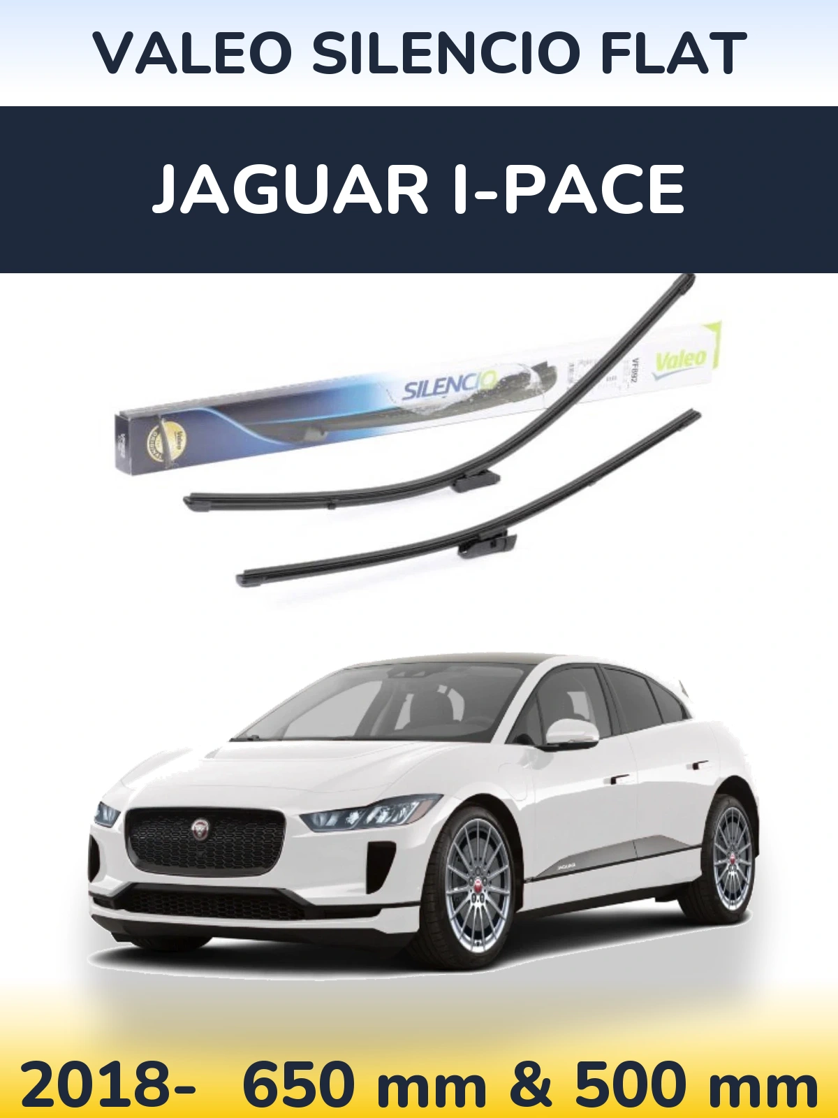 Комплект передніх щіток Valeo Silencio Flat 630 & 500 мм для Jaguar I-Pace 2018-2026