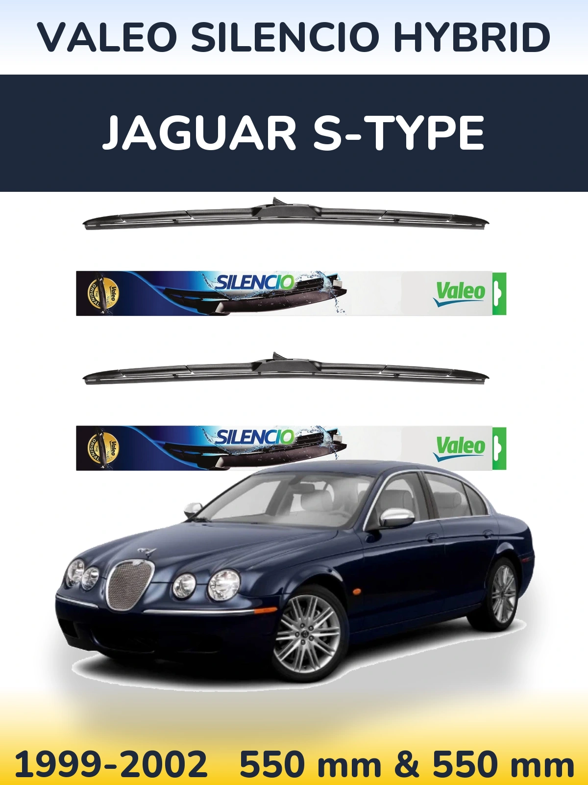 Комплект передних дворников Valeo Silencio Hybrid 550 & 550 мм для Jaguar S-Типe 1999-2002