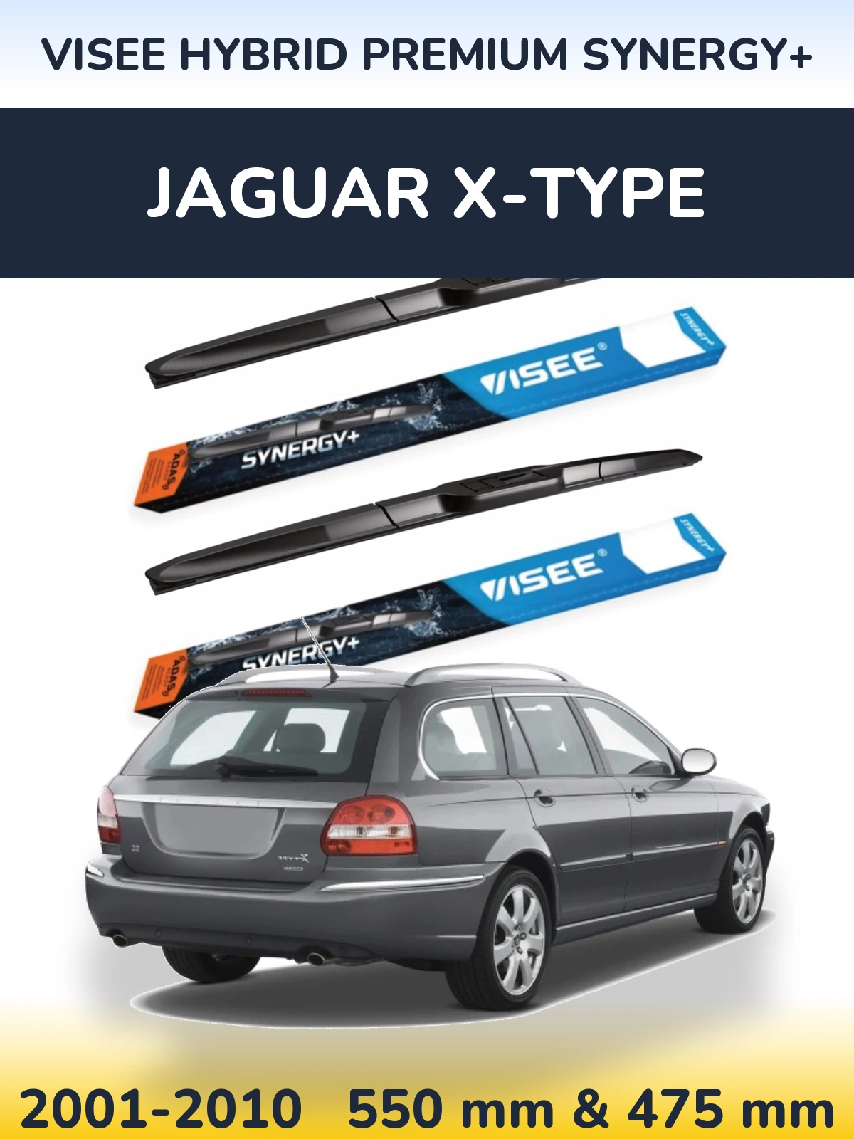 Комплект передних дворников VISEE HYBRID PREMIUM SYNERGY+ 550 & 475 мм для Jaguar X-Типe 2001-2010