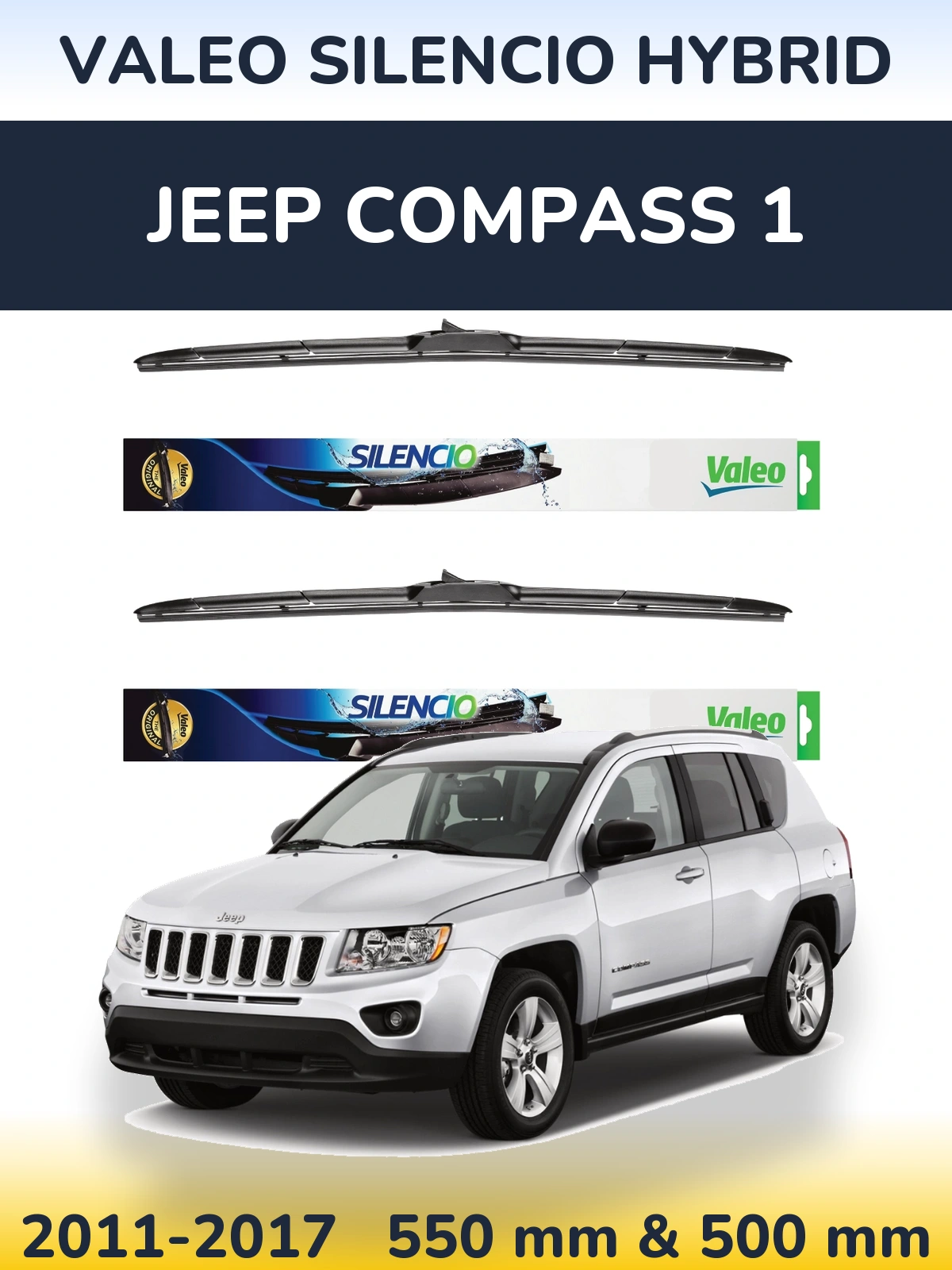 Torkarblad Valeo Silencio Hybrid för Jeep Compass 1