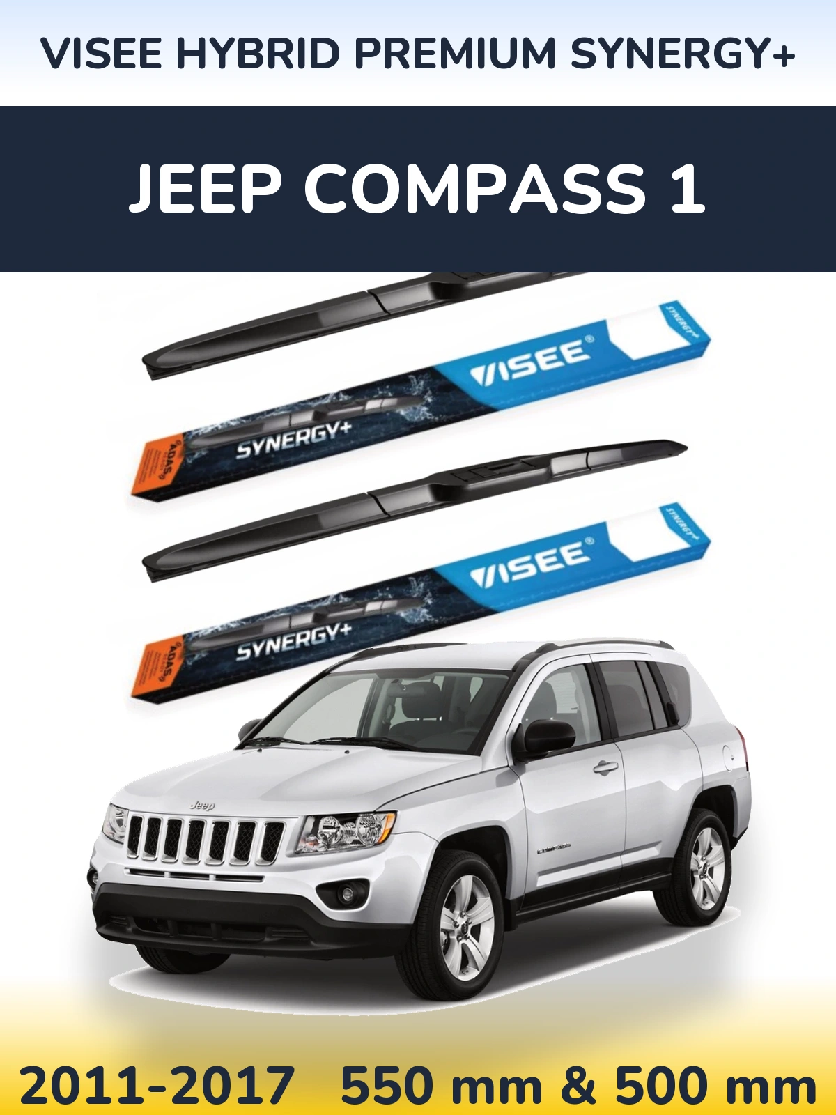 Torkarblad VISEE HYBRID PREMIUM SYNERGY+ för Jeep Compass 1