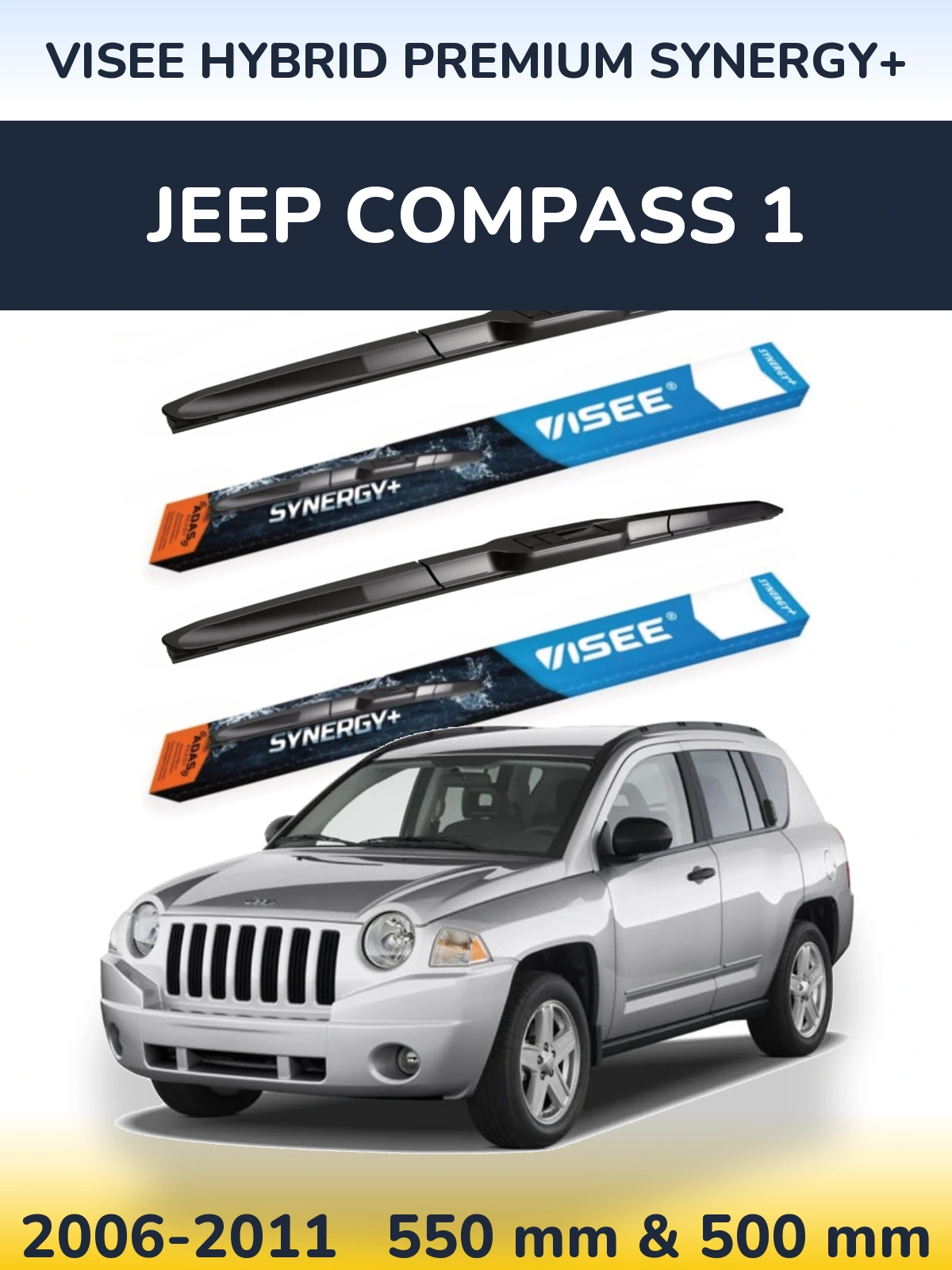 Torkarblad VISEE HYBRID PREMIUM SYNERGY+ för Jeep Compass 1