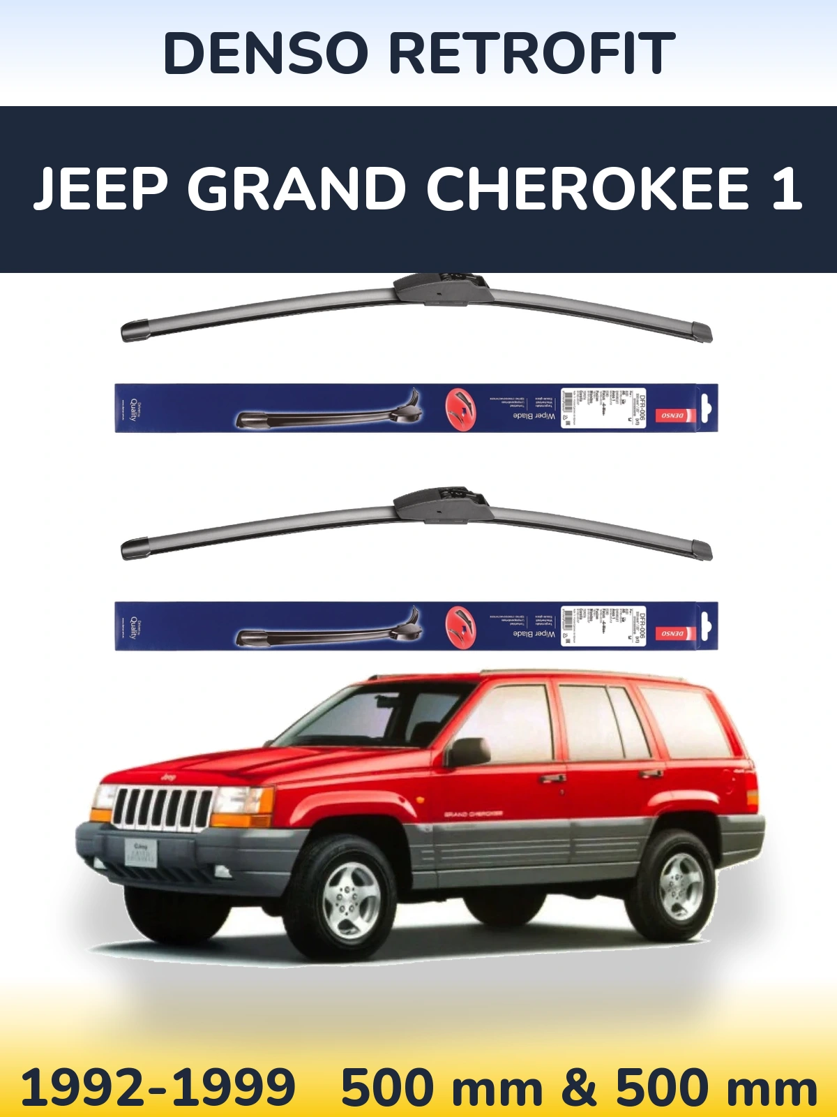 Комплект передніх щіток Denso Retrofit 500 & 500 мм для Jeep Grand Cherokee 1 1992-1999