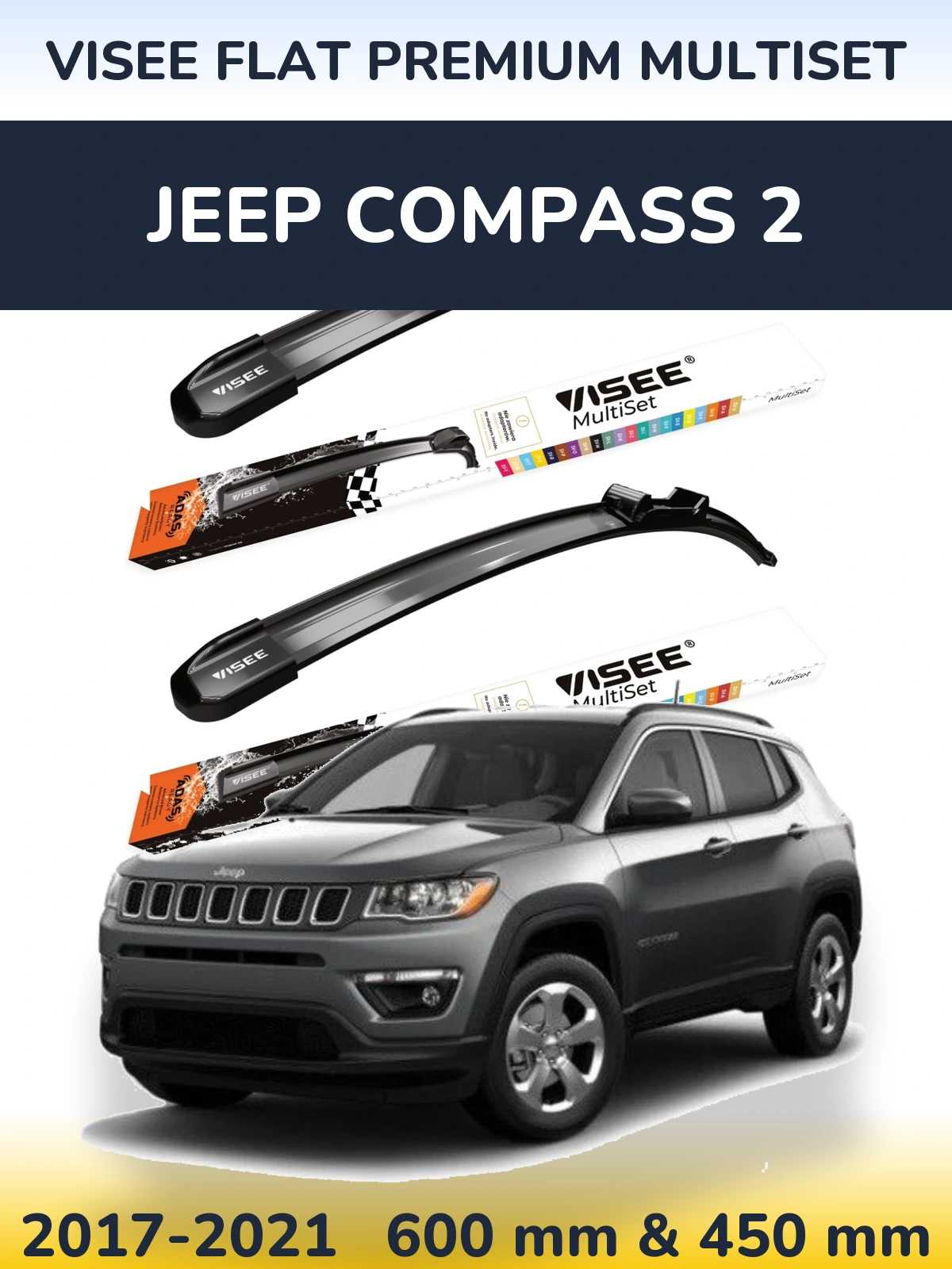 Torkarblad VISEE FLAT PREMIUM MultiSet för Jeep Compass 2