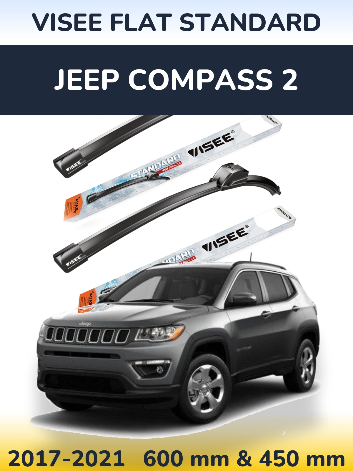 Torkarblad VISEE FLAT STANDARD för Jeep Compass 2