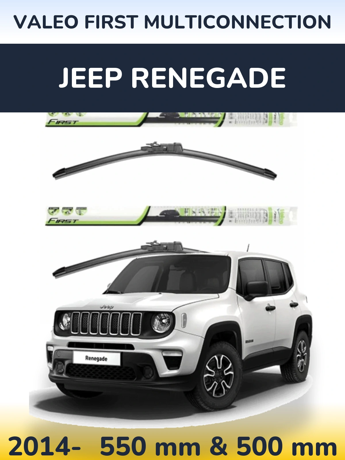 Комплект передних дворников Valeo First MultiConnection 550 & 500 мм для Jeep Renegade 2014-2026