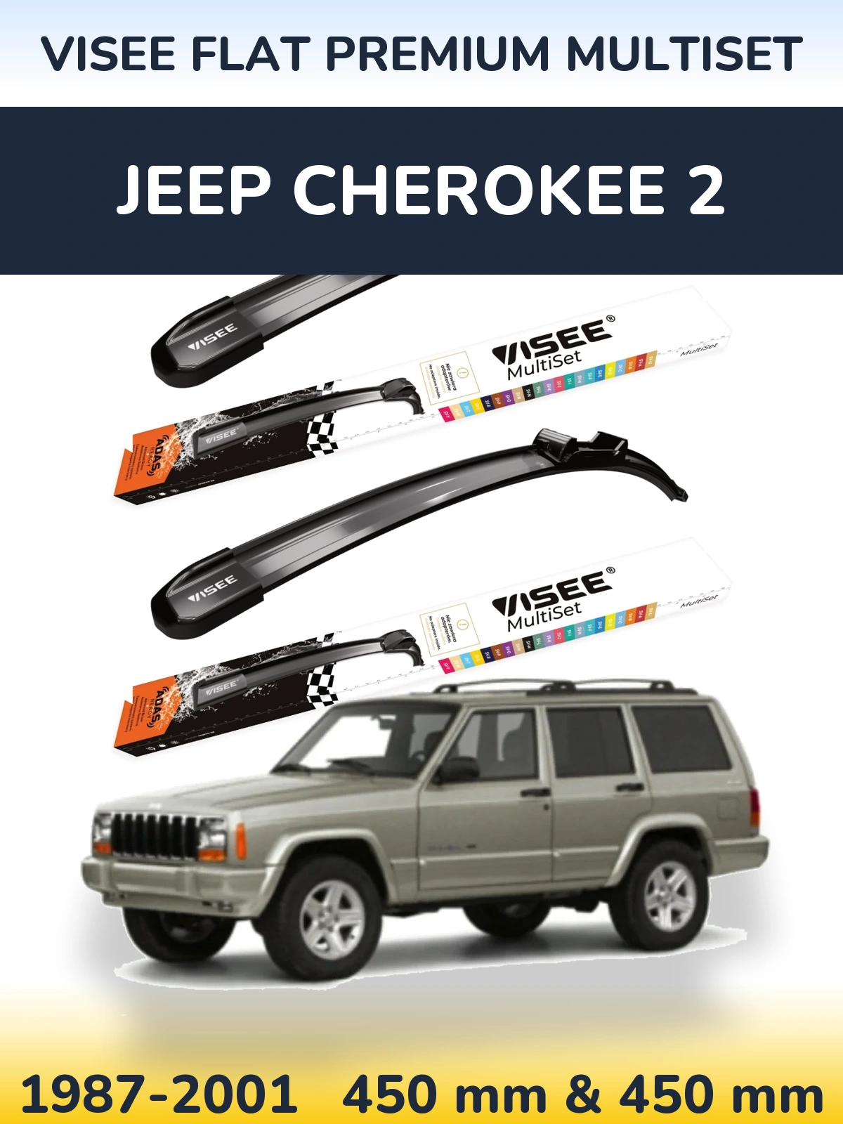 Torkarblad VISEE FLAT PREMIUM MultiSet för Jeep Cherokee 2