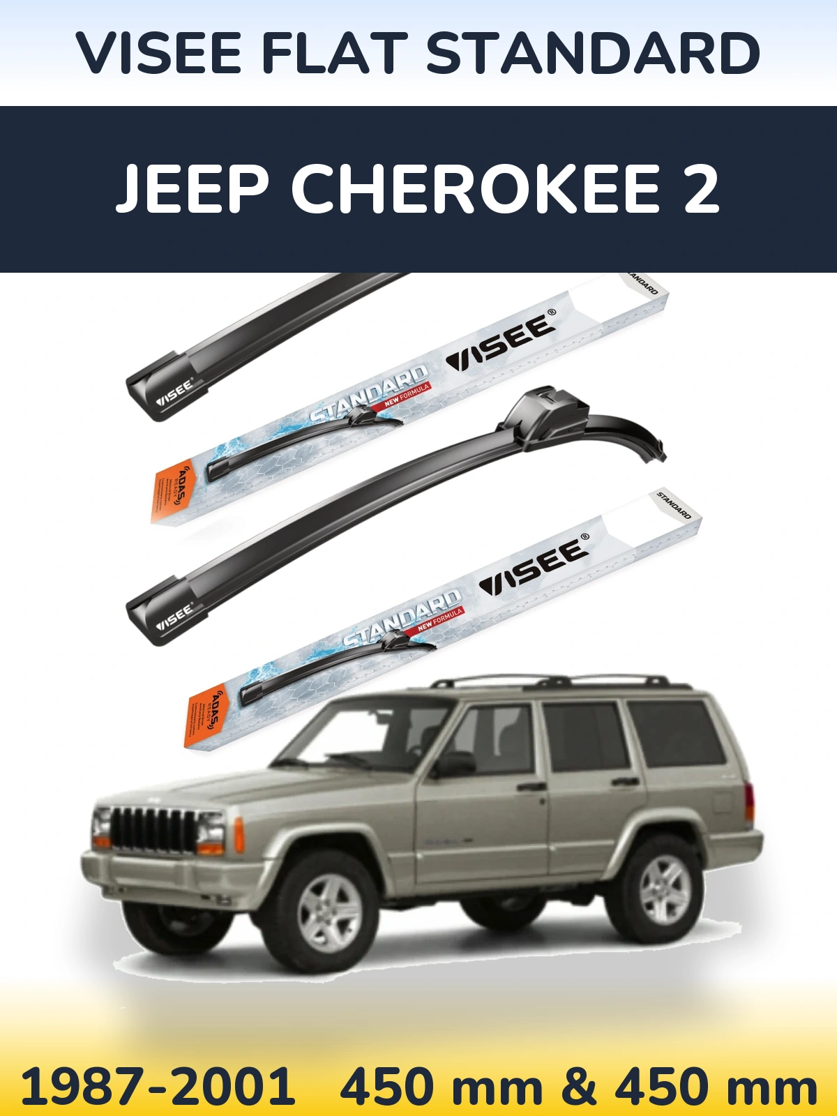 Torkarblad VISEE FLAT STANDARD för Jeep Cherokee 2