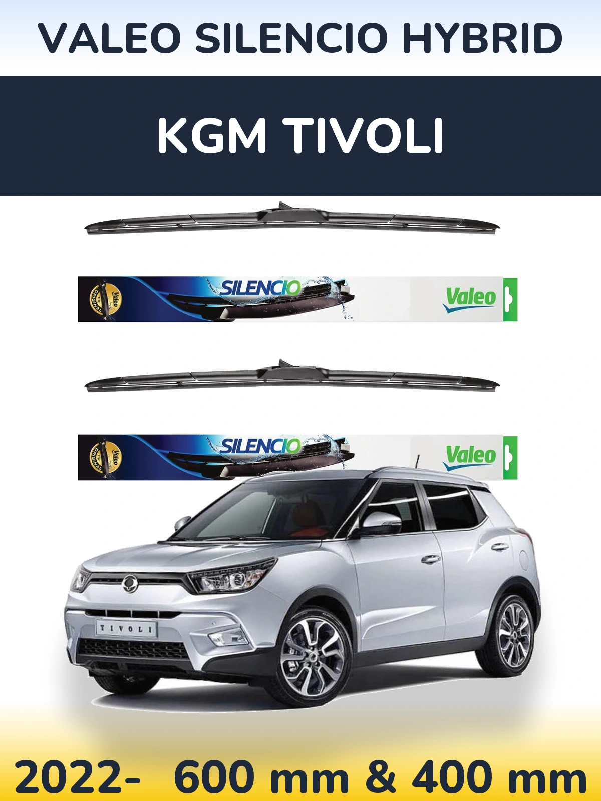 Torkarblad Valeo Silencio Hybrid för KGM Tivoli