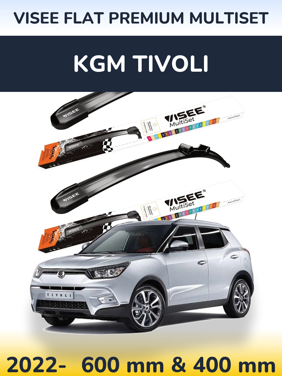 Torkarblad VISEE FLAT PREMIUM MultiSet för KGM Tivoli
