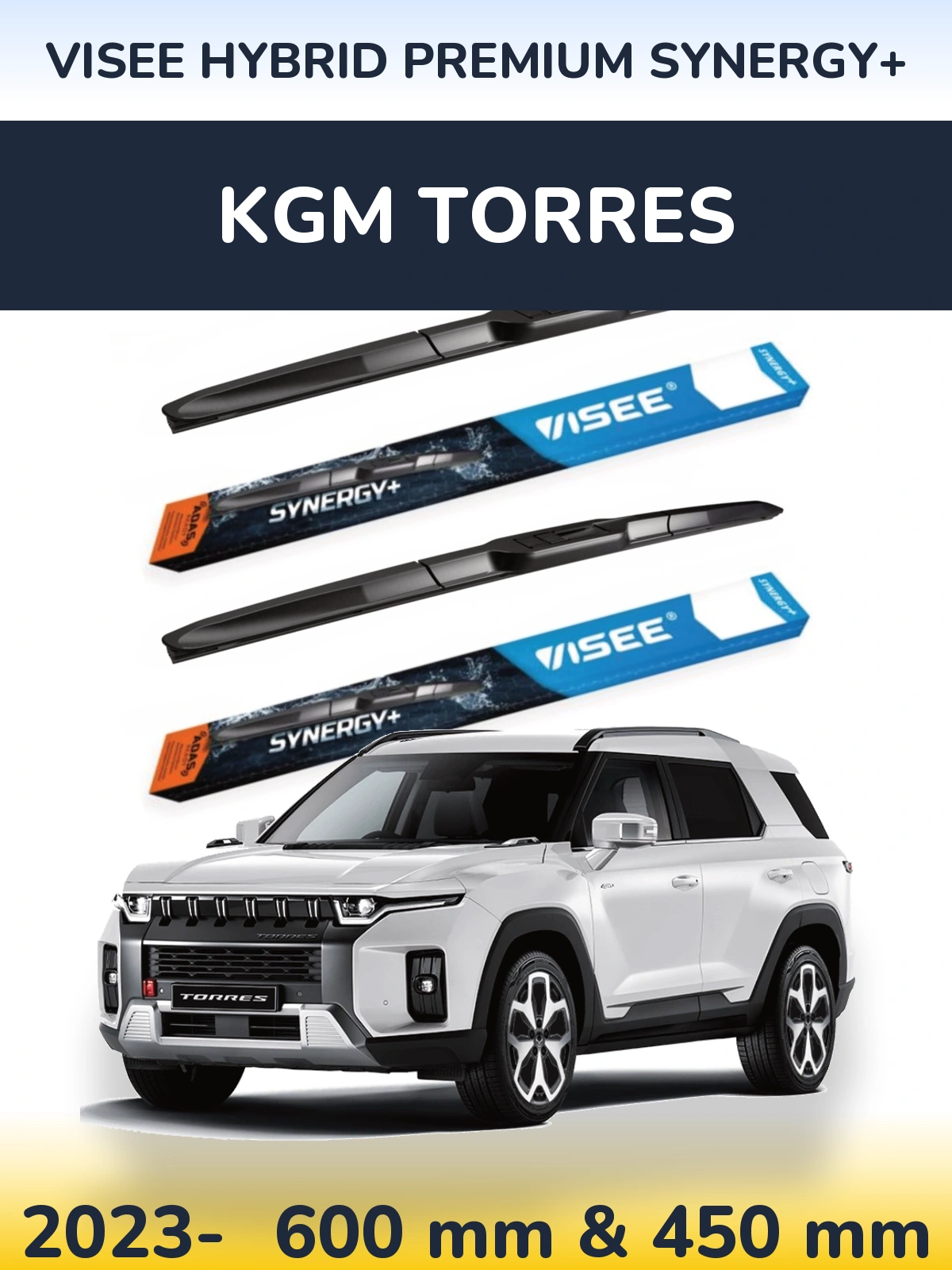 Torkarblad VISEE HYBRID PREMIUM SYNERGY+ för KGM Torres