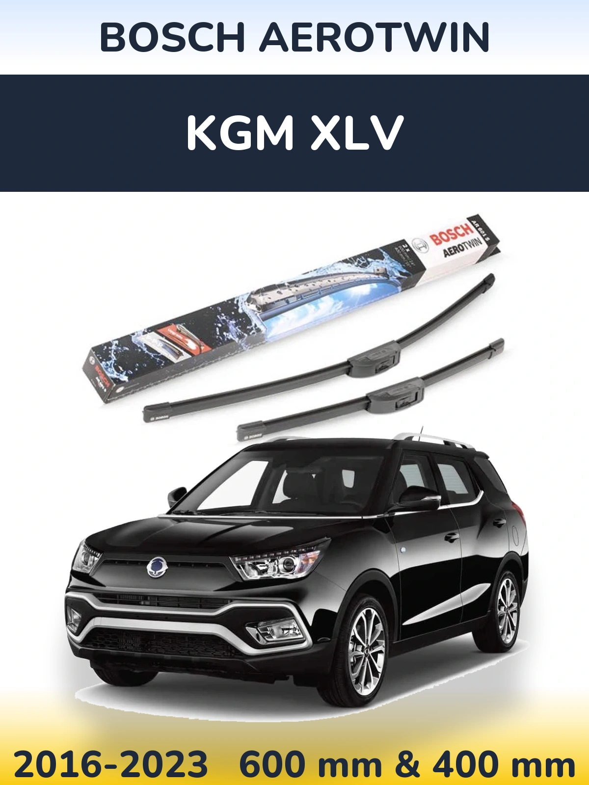 Комплект передних дворников BOSCH AeroTwin 600 & 400 мм для KGM XLV 2016-2023