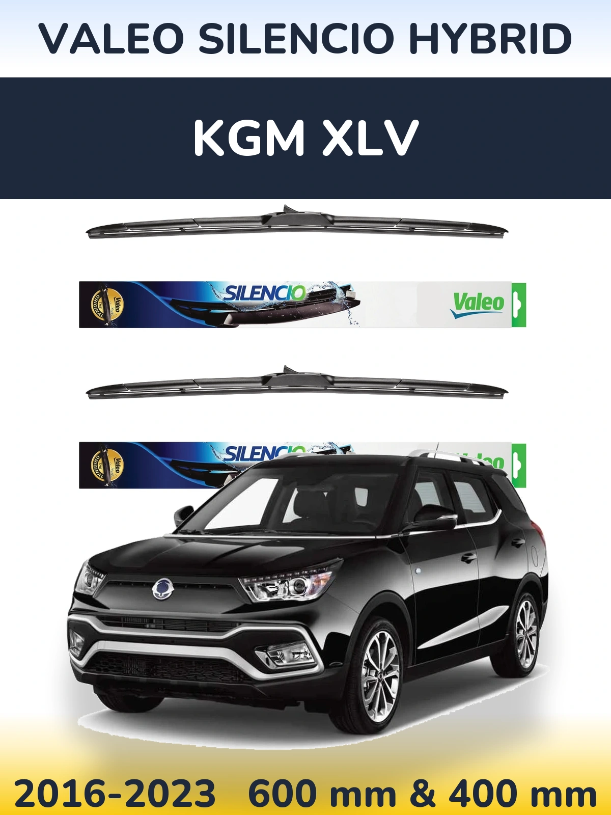 Комплект передних дворников Valeo Silencio Hybrid 600 & 400 мм для KGM XLV 2016-2023