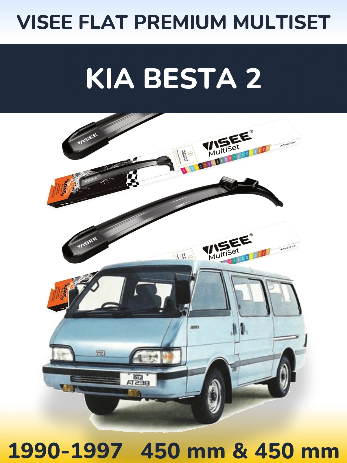 Torkarblad VISEE FLAT PREMIUM MultiSet för KIA Besta 2