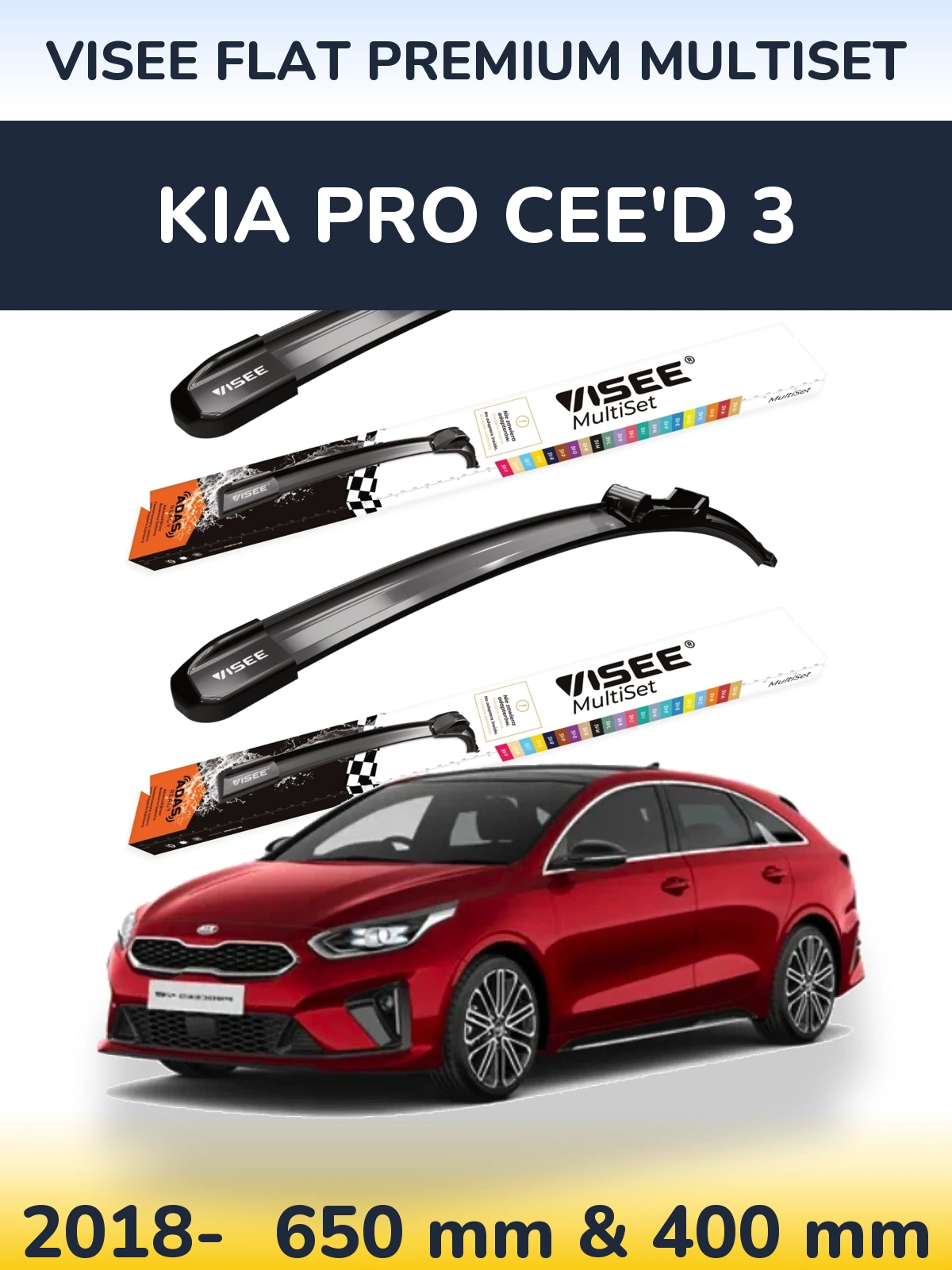 Torkarblad VISEE FLAT PREMIUM MultiSet för KIA Pro Cee'd 3