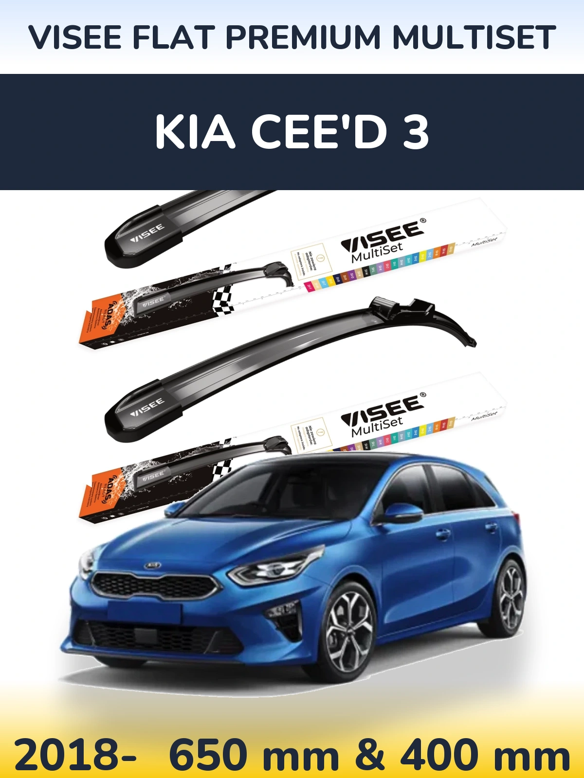 Torkarblad VISEE FLAT PREMIUM MultiSet för KIA Cee'd 3