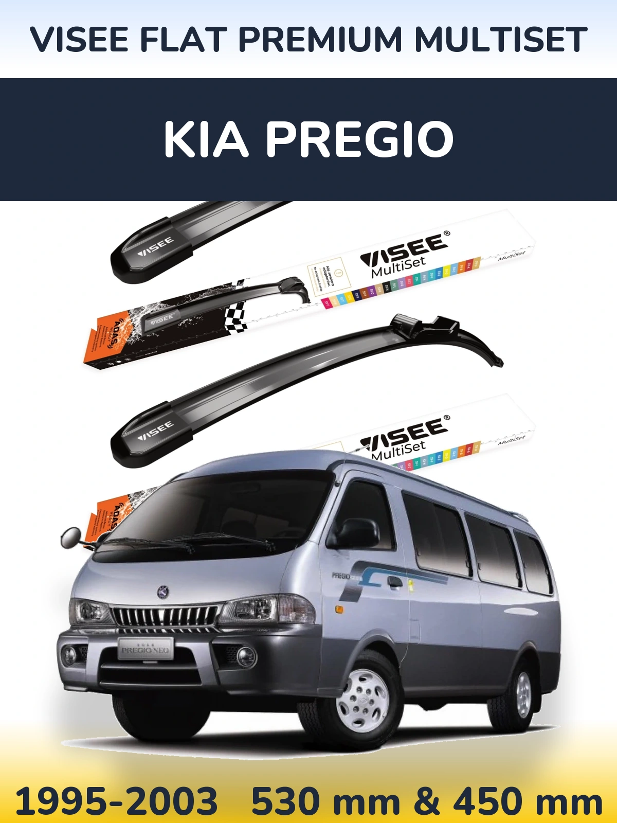 Torkarblad VISEE FLAT PREMIUM MultiSet för KIA Pregio