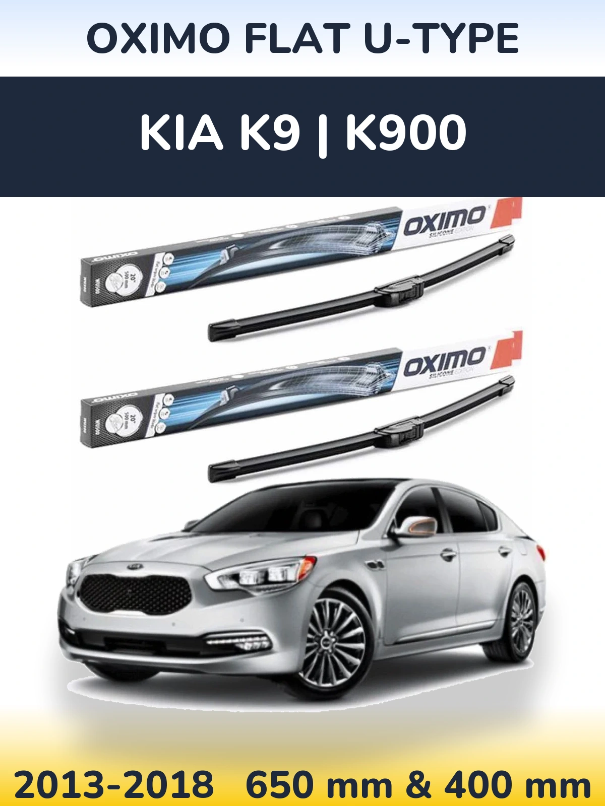 Комплект передних дворников Oximo Flat U-type 650 & 400 мм для KIA K9 | K900 2013-2018