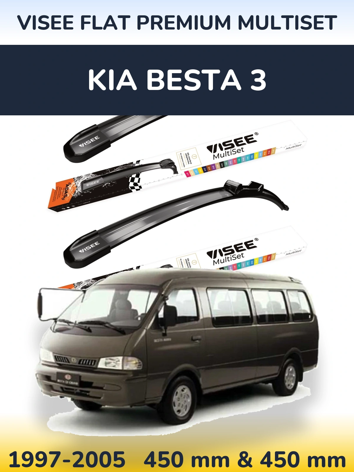 Torkarblad VISEE FLAT PREMIUM MultiSet för KIA Besta 3