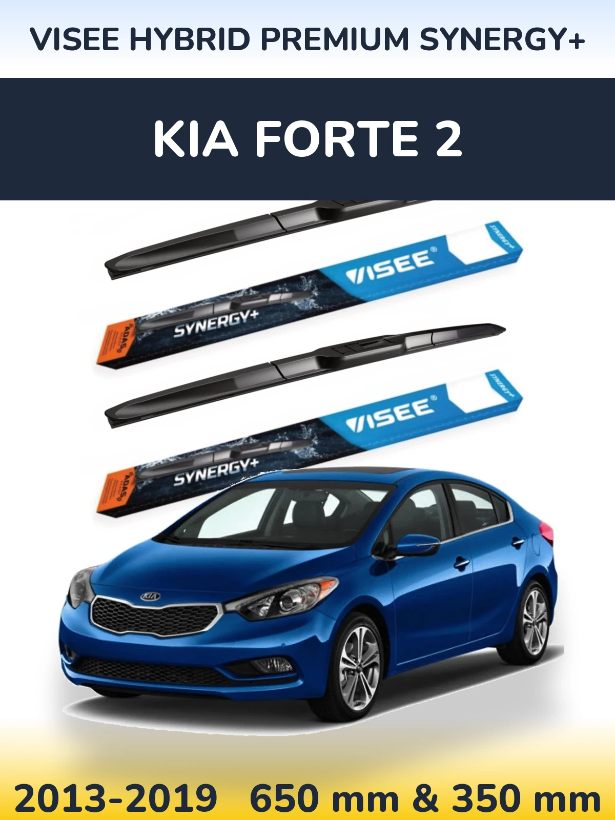 Комплект передних дворников VISEE HYBRID PREMIUM SYNERGY+ 650 & 350 мм для KIA Forte 2 2013-2019