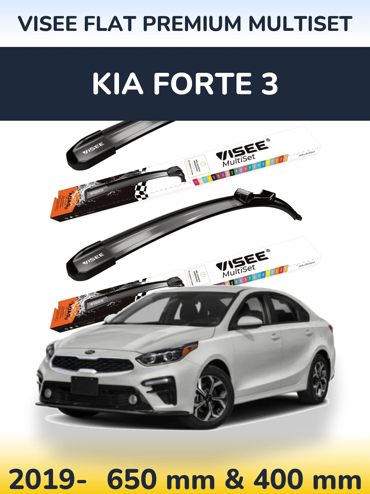 Torkarblad VISEE FLAT PREMIUM MultiSet för KIA Forte 3