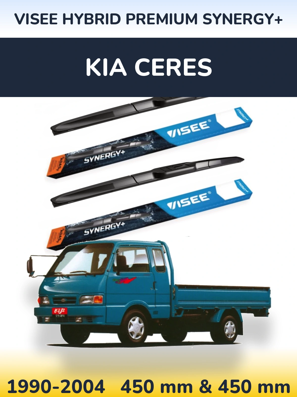 Front wiper blade set VISEE HYBRID PREMIUM SYNERGY+ 450 & 450 mm for KIA Ceres 1990-2004