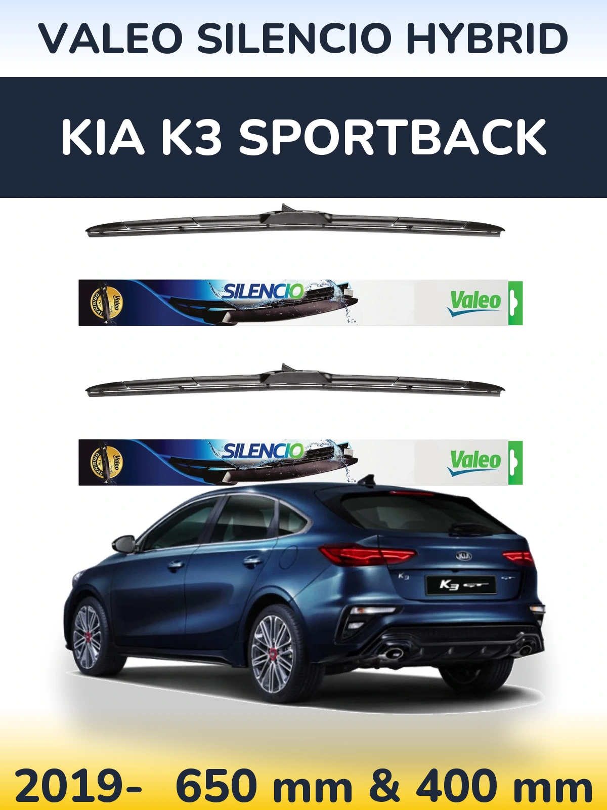 Torkarblad Valeo Silencio Hybrid för KIA K3 Sportback
