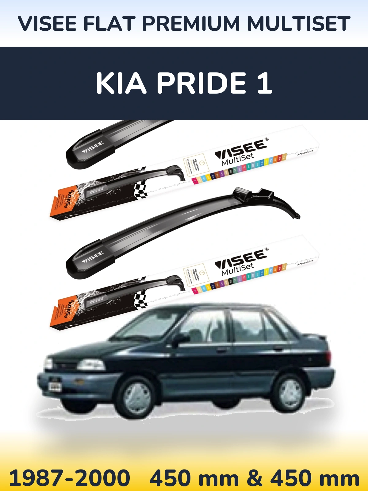 Torkarblad VISEE FLAT PREMIUM MultiSet för KIA Pride 1