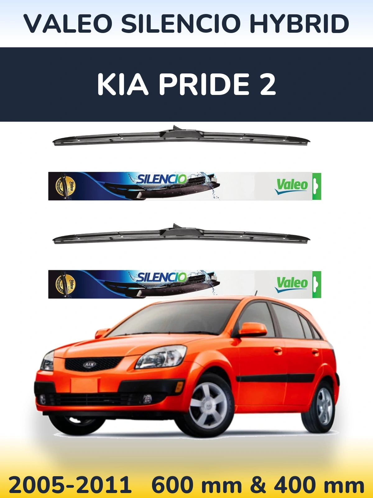 Torkarblad Valeo Silencio Hybrid för KIA Pride 2