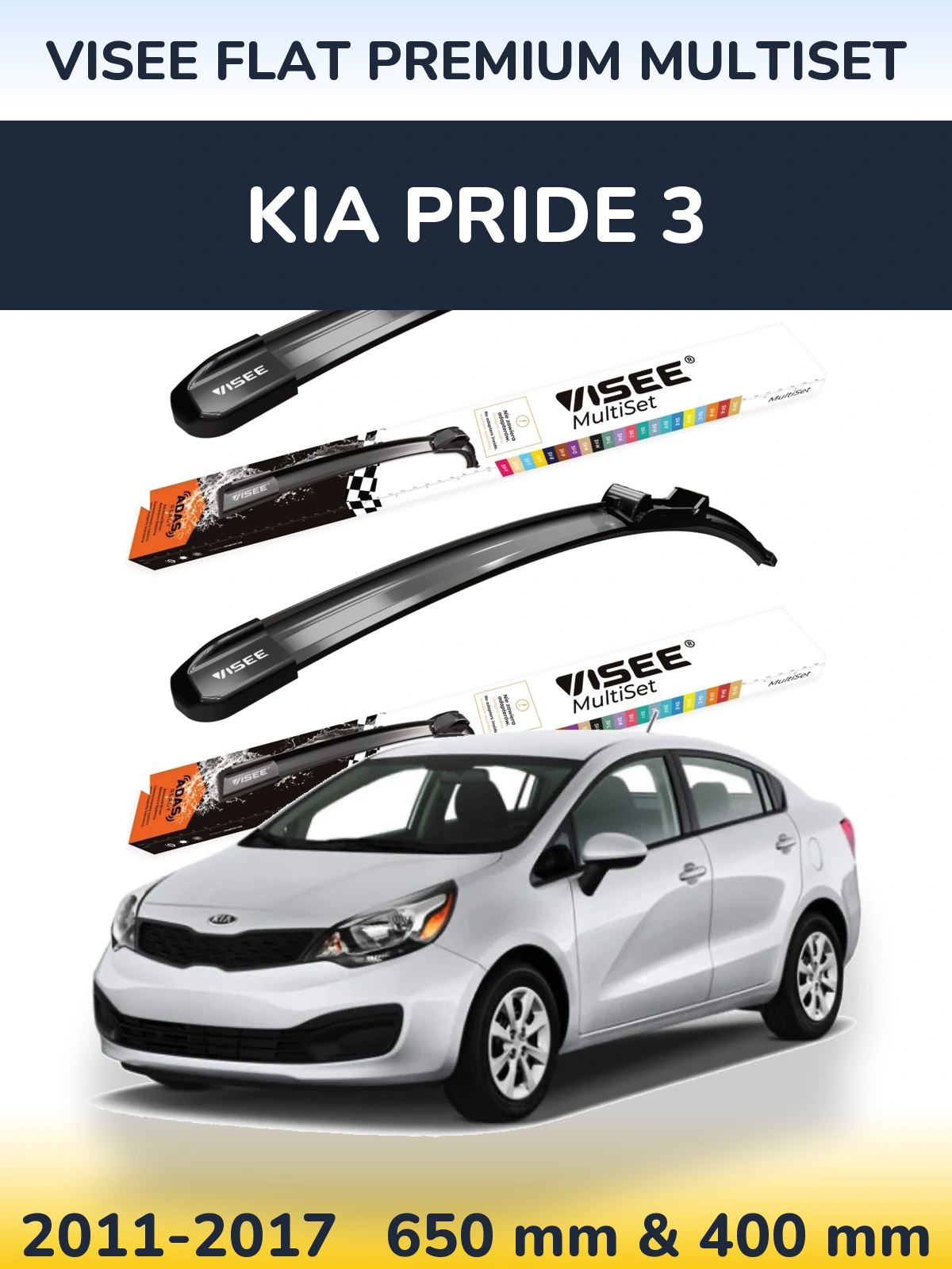Torkarblad VISEE FLAT PREMIUM MultiSet för KIA Pride 3