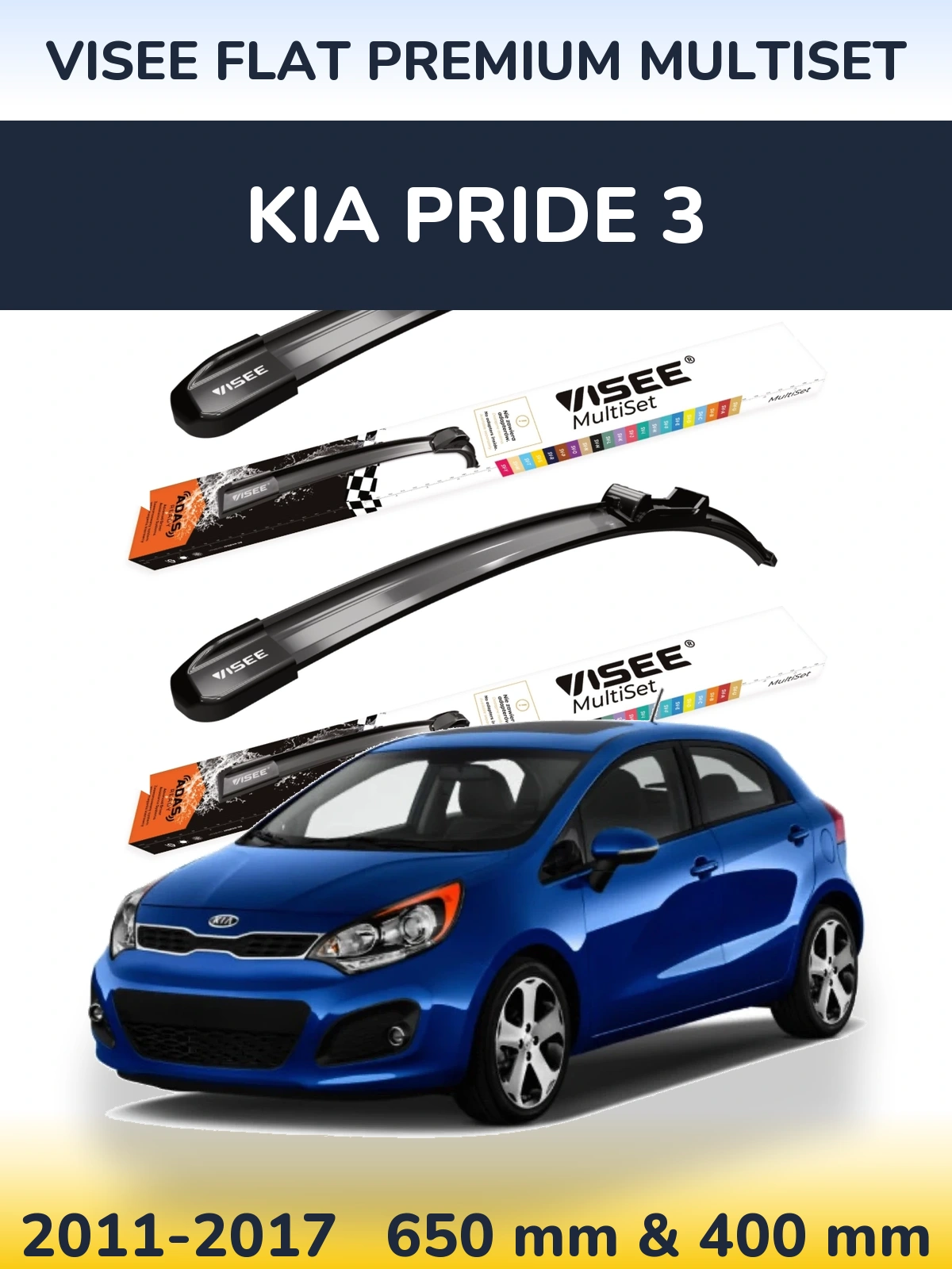 Torkarblad VISEE FLAT PREMIUM MultiSet för KIA Pride 3