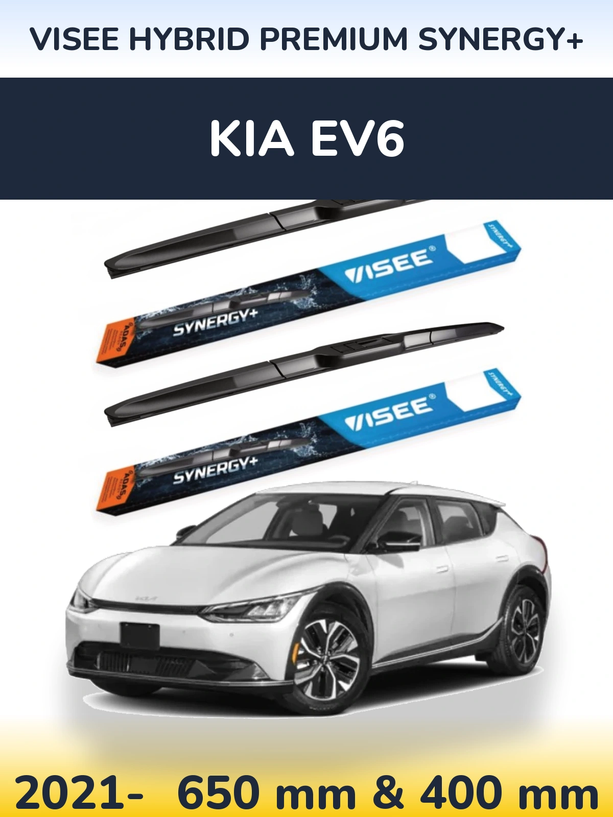 Комплект передніх щіток VISEE HYBRID PREMIUM SYNERGY+ 650 & 400 мм для KIA EV6 2021-2026