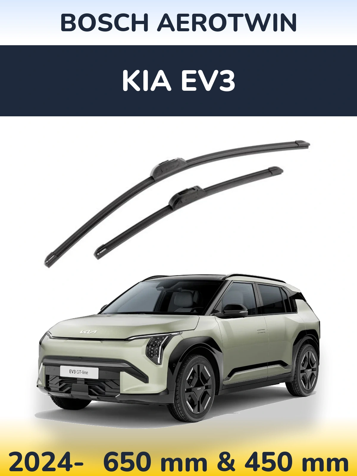 Комплект передніх щіток BOSCH AeroTwin 650 & 450 мм для KIA EV3 2024-2026