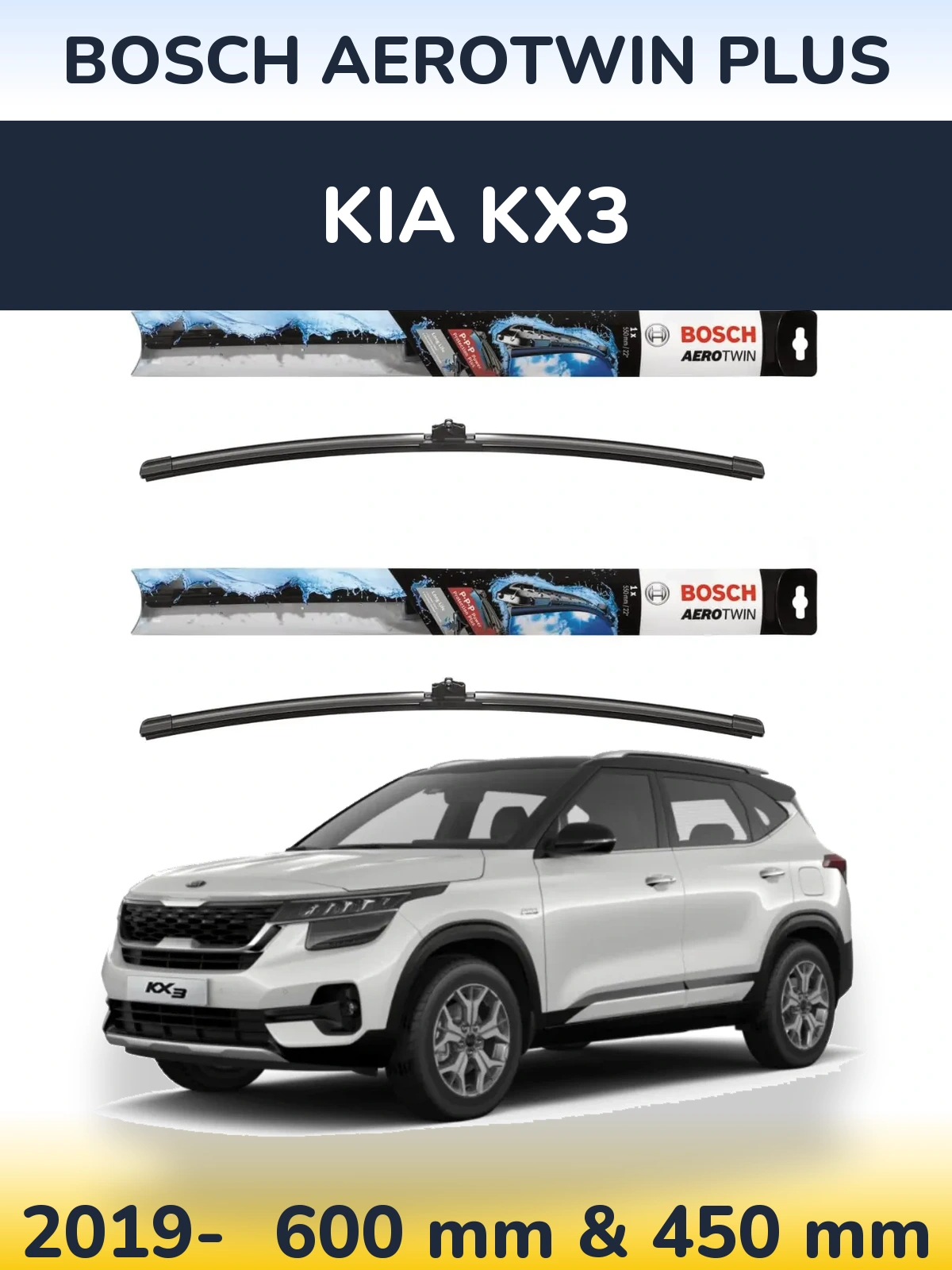 Комплект передніх щіток BOSCH AeroTwin Plus 600 & 450 мм для KIA KX3 2019-2026