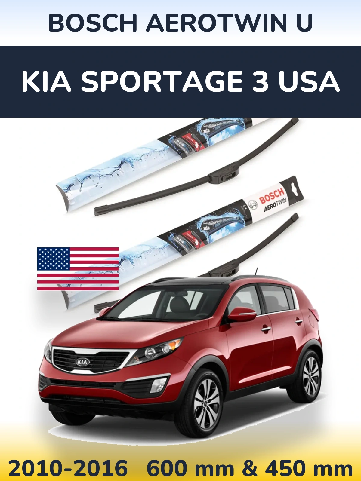 Torkarblad BOSCH AeroTwin U för KIA Sportage 3 USA
