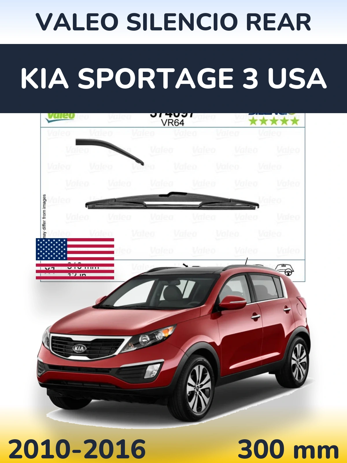 Torkarblad Valeo Silencio Rear för KIA Sportage 3 USA