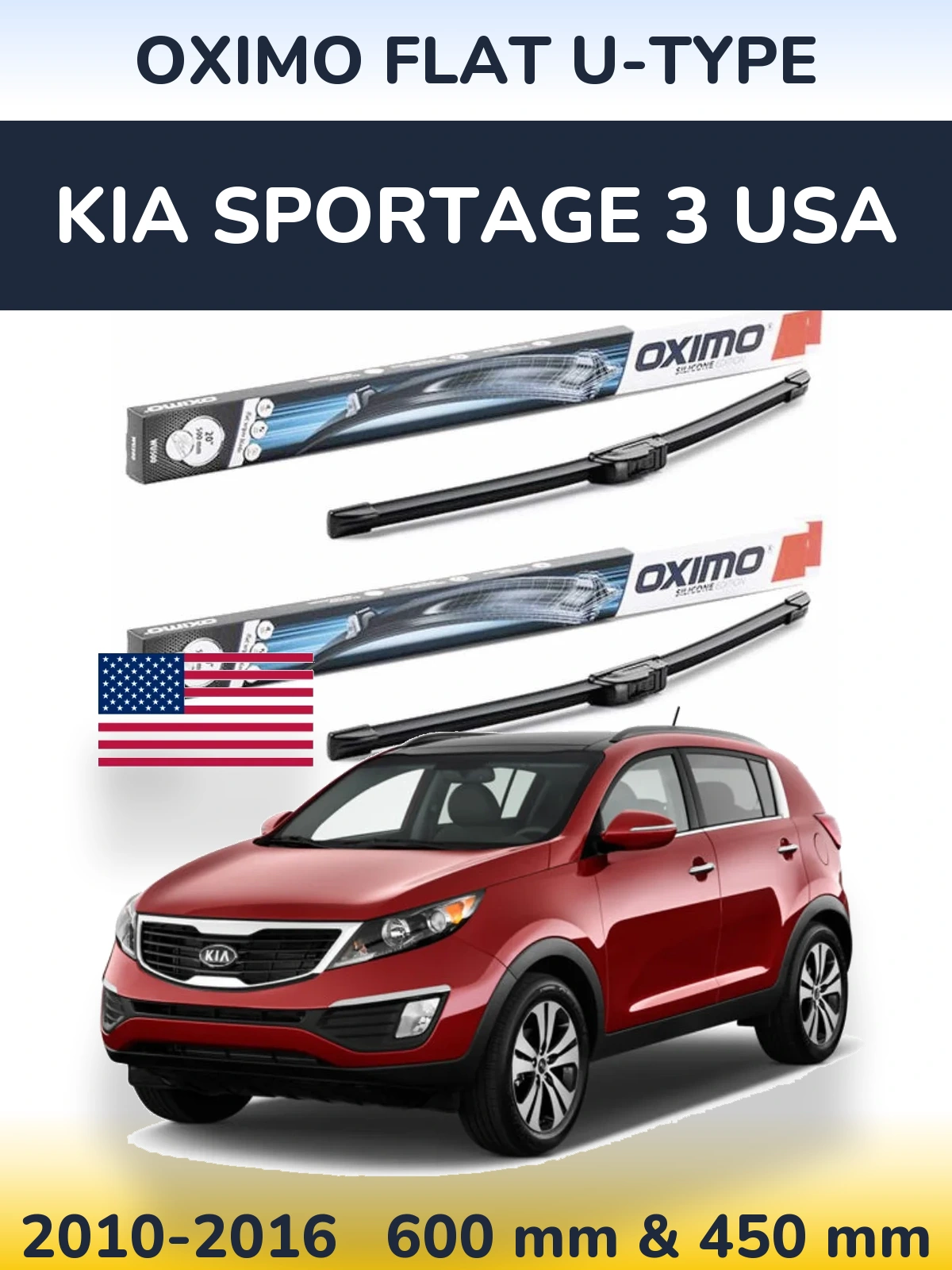 Torkarblad Oximo Flat U-type för KIA Sportage 3 USA