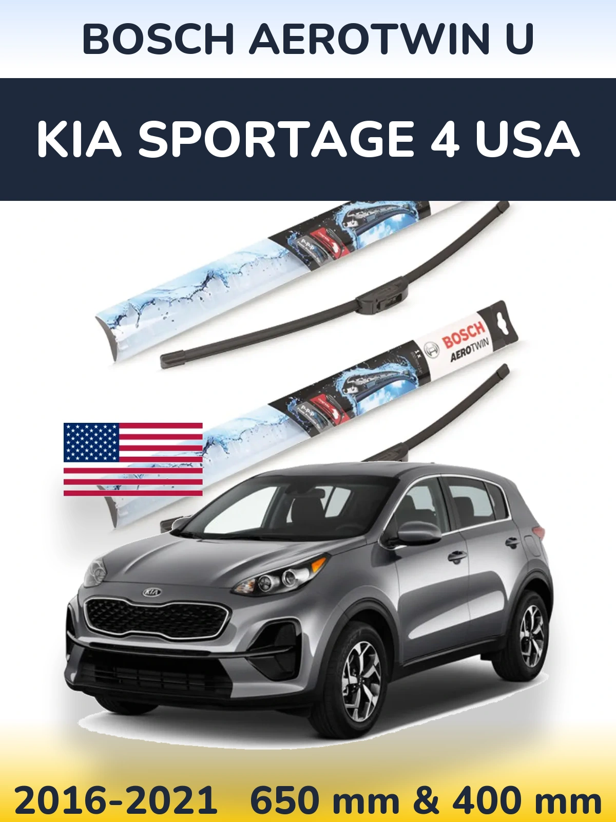 Torkarblad BOSCH AeroTwin U för KIA Sportage 4 USA