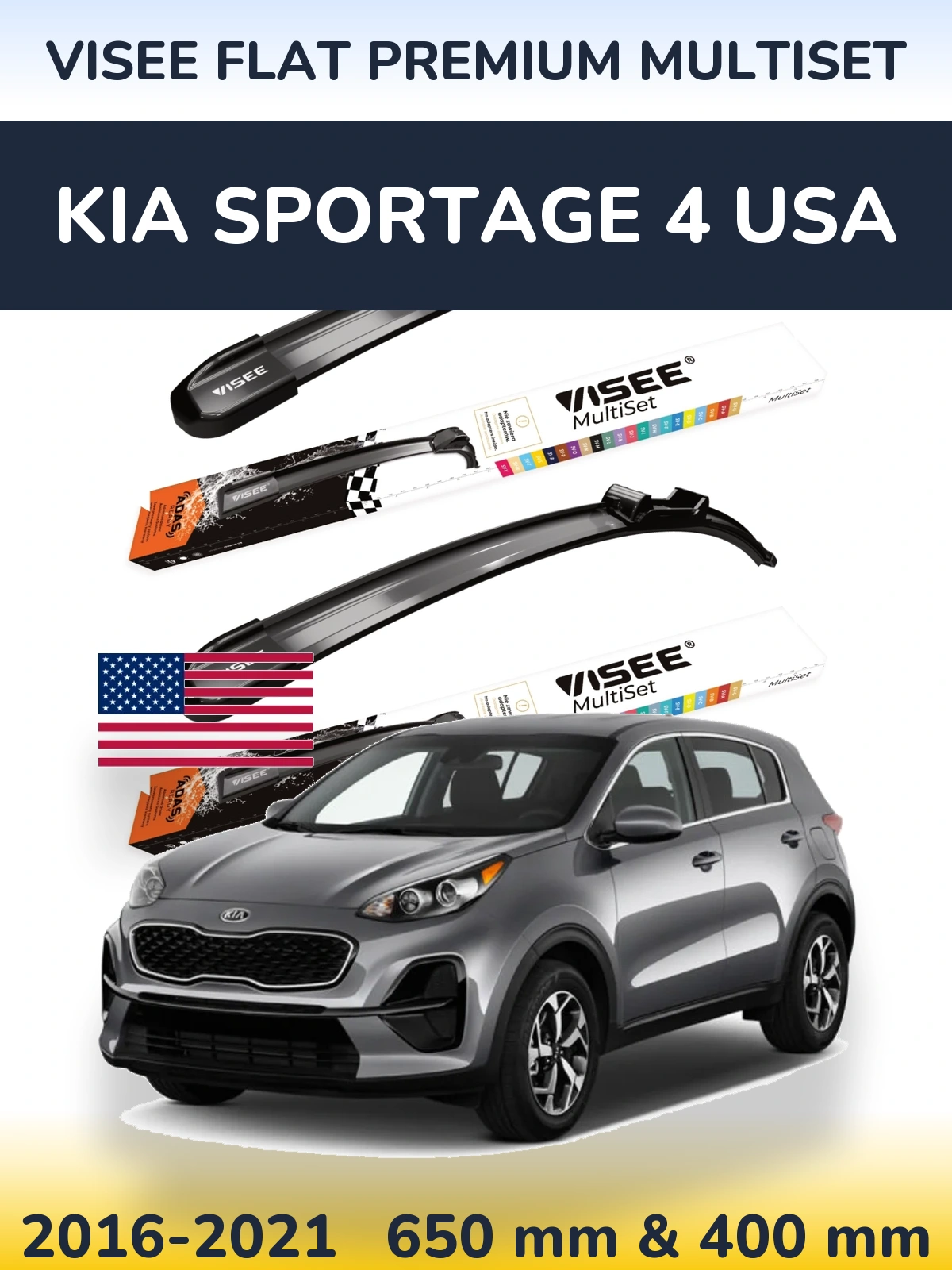 Torkarblad VISEE FLAT PREMIUM MultiSet för KIA Sportage 4 USA