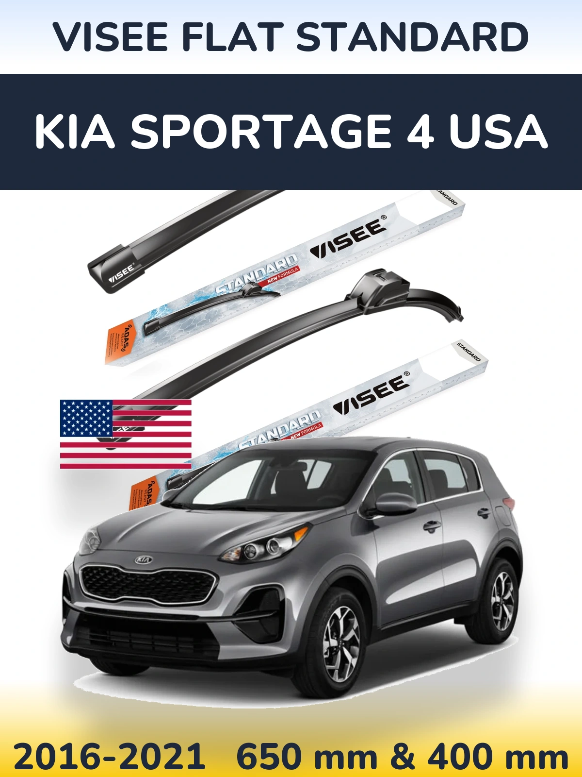 Torkarblad VISEE FLAT STANDARD för KIA Sportage 4 USA
