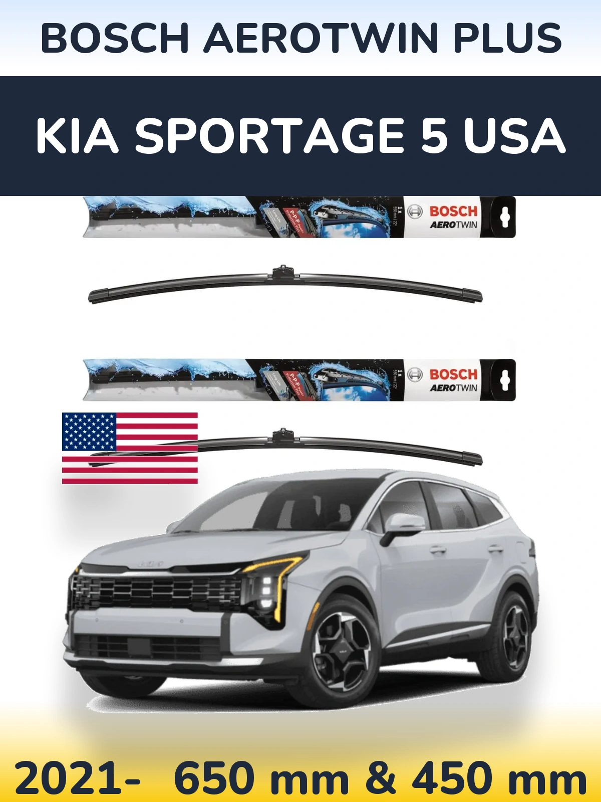 Torkarblad BOSCH AeroTwin Plus för KIA Sportage 5 USA