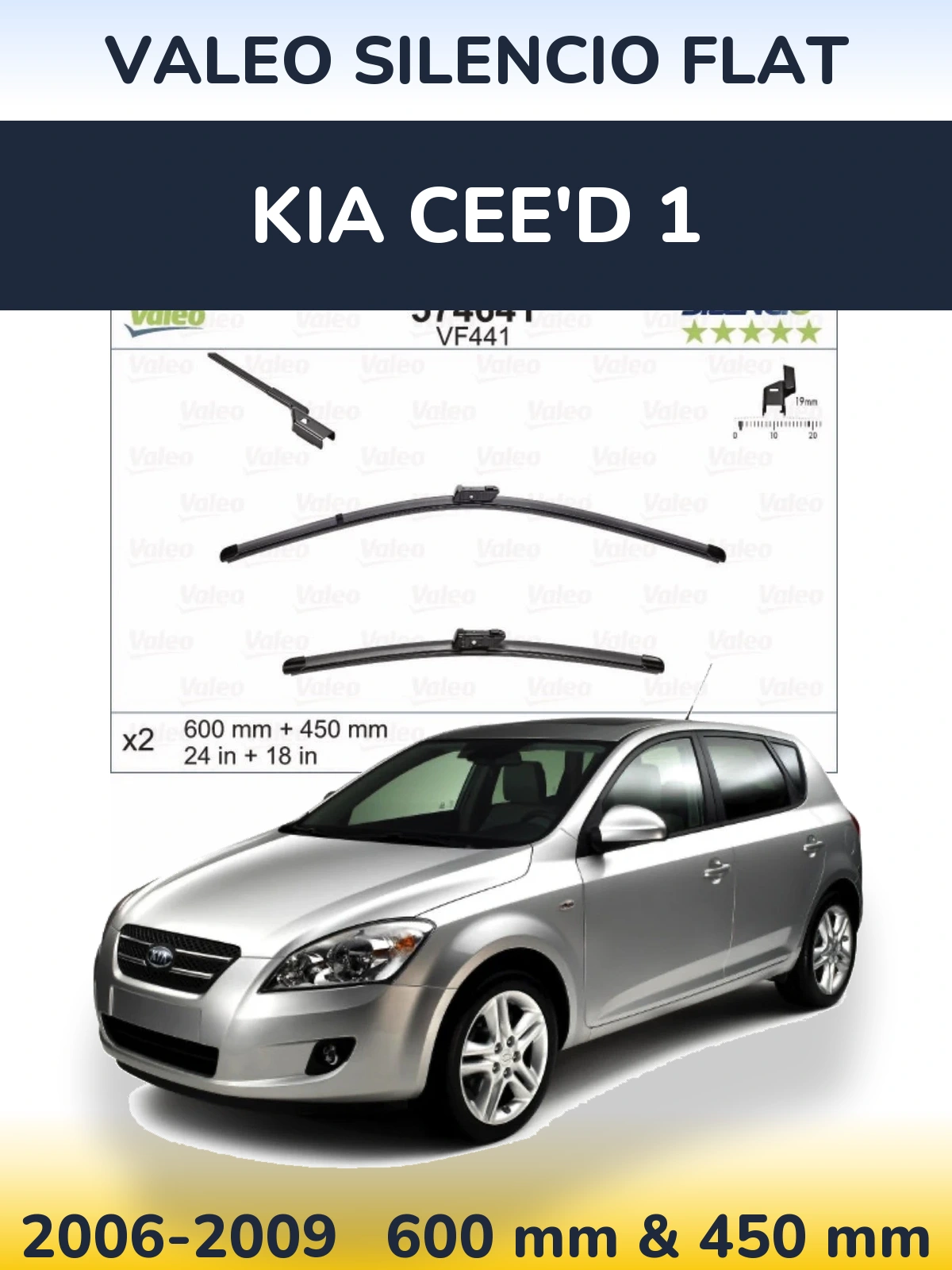 Torkarblad Valeo Silencio Flat för KIA Cee'd 1
