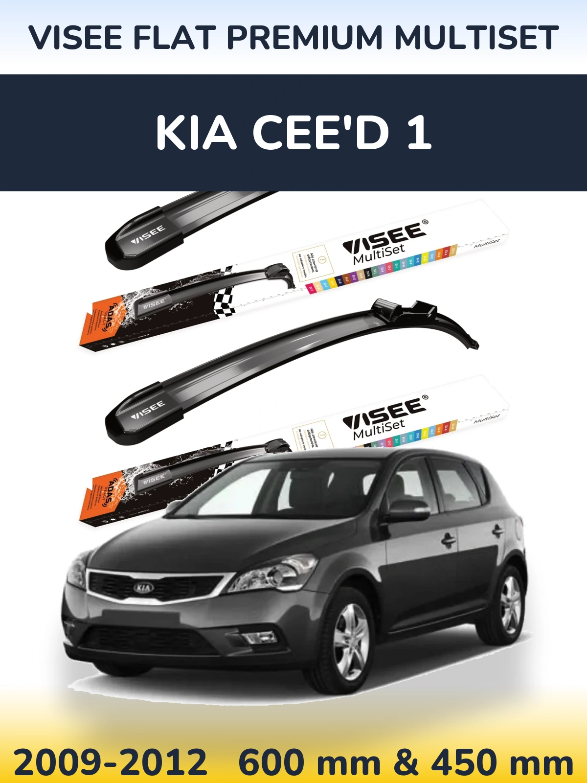 Torkarblad VISEE FLAT PREMIUM MultiSet för KIA Cee'd 1