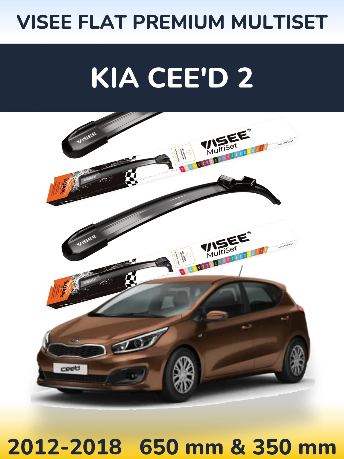 Torkarblad VISEE FLAT PREMIUM MultiSet för KIA Cee'd 2