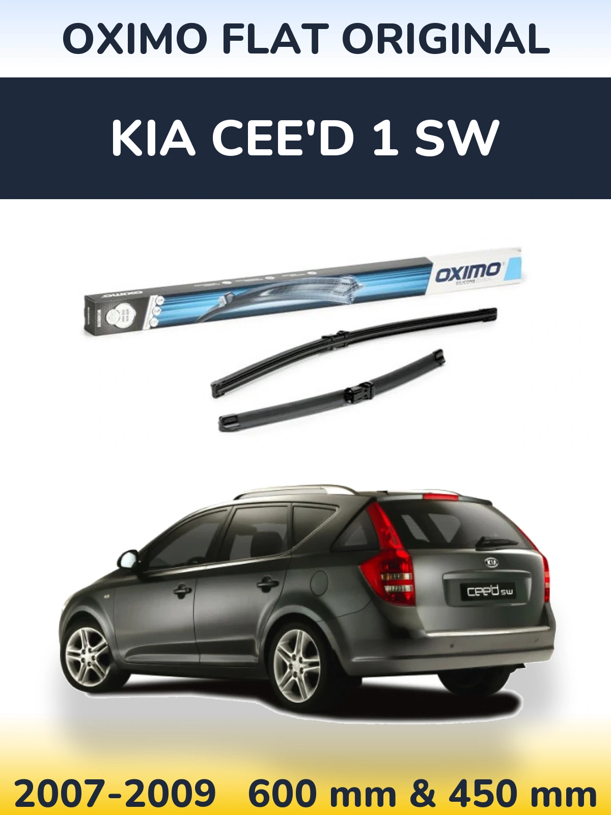 Комплект передних дворников Oximo Flat Original 600 & 450 мм для KIA Cee'd 1 SW 2007-2009