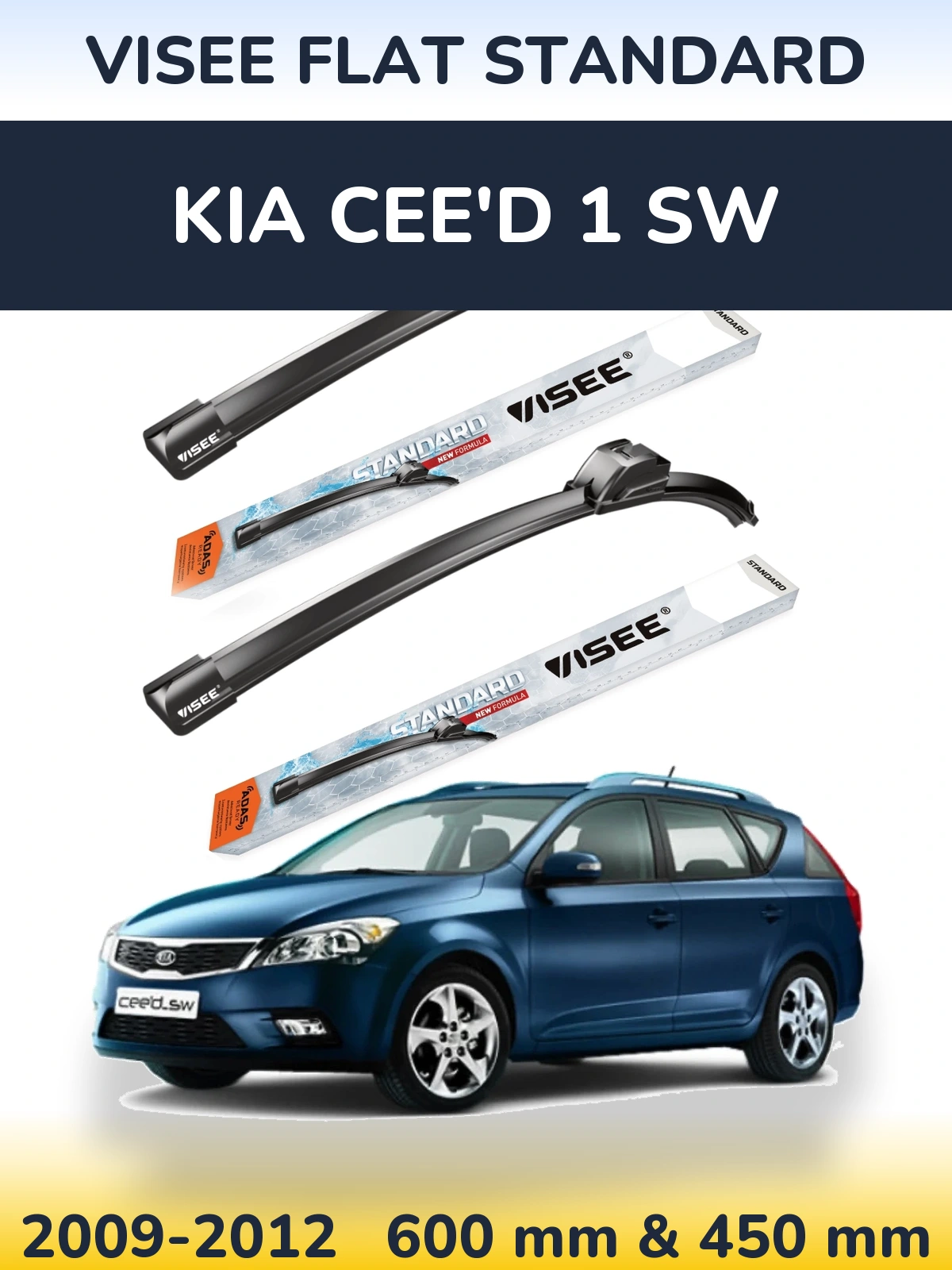 Torkarblad VISEE FLAT STANDARD för KIA Cee'd 1 SW