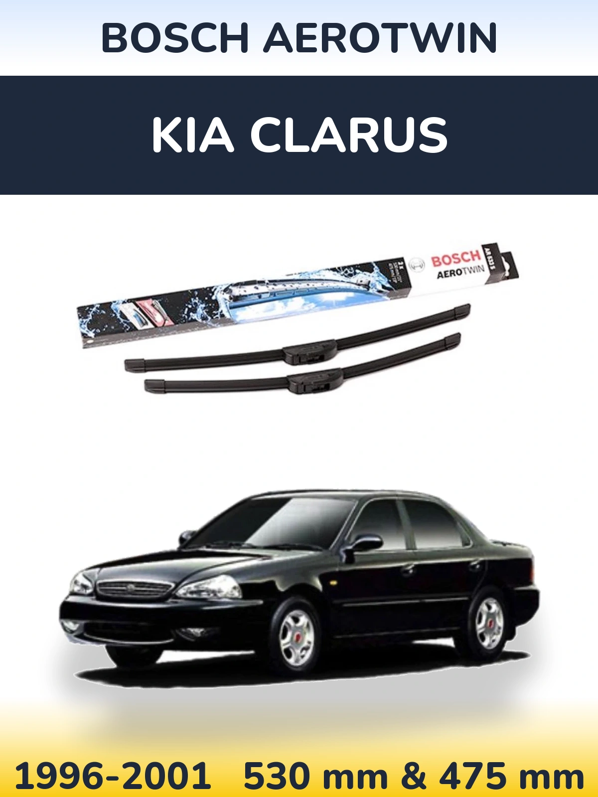 Комплект передніх щіток BOSCH AeroTwin 530 & 475 мм для KIA Clarus 1996-2001