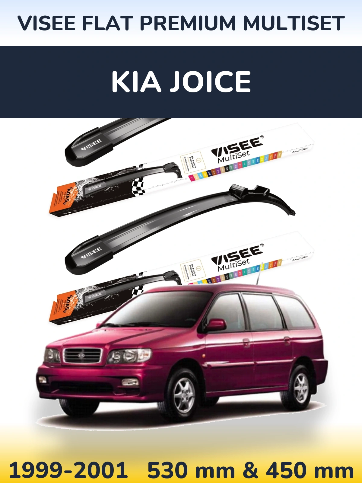 Torkarblad VISEE FLAT PREMIUM MultiSet för KIA Joice
