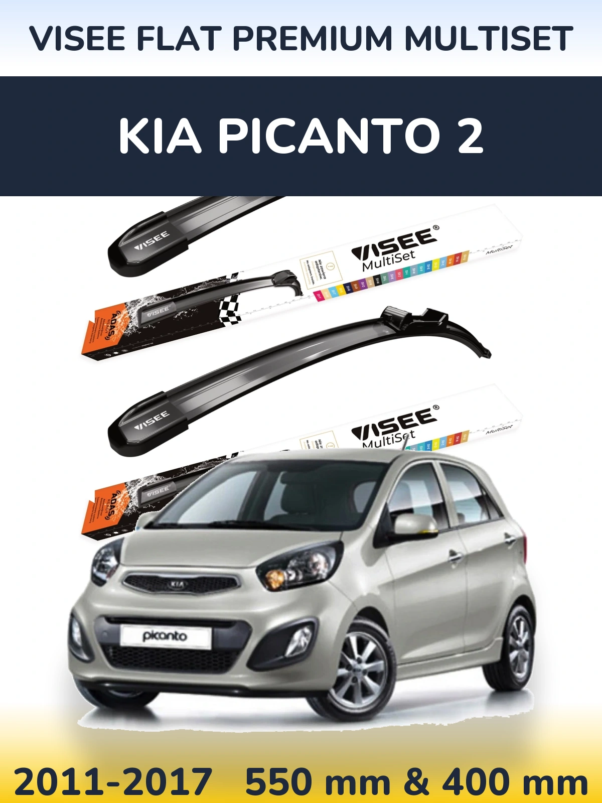 Torkarblad VISEE FLAT PREMIUM MultiSet för KIA Picanto 2