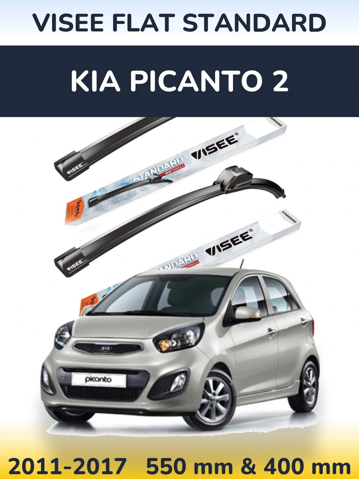 Torkarblad VISEE FLAT STANDARD för KIA Picanto 2